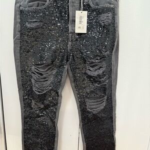 Frame Denim Black Skinny Distressed Jeans